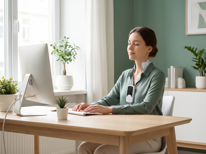 Personne utilisant CerviZen pendant une pause au bureau